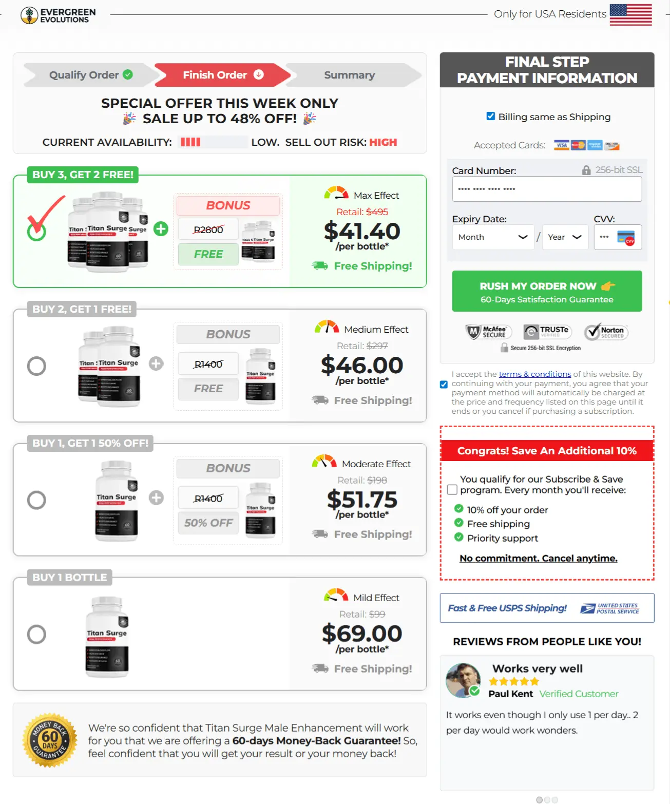 Titan Surge secure checkout page